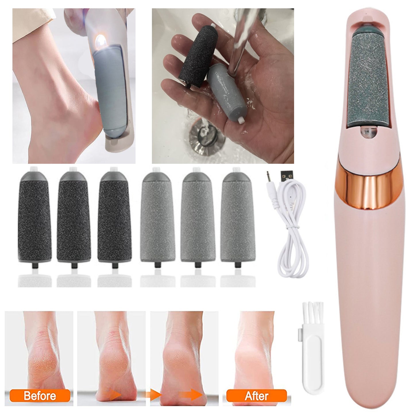 Electric Foot File Callus Remover  Pedicure Machine Apparatus for Heels Grinding Device Foot Corns Remove Roller